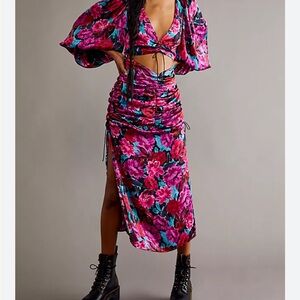 For Love And Lemons Scarlett Black Floral Dress